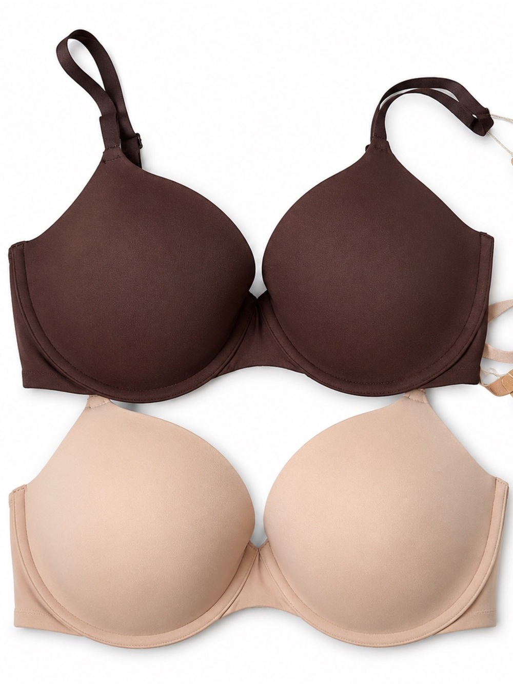 SKIMS Smooth T-Shirt Bra Duo — Chocolate Brown & Nude